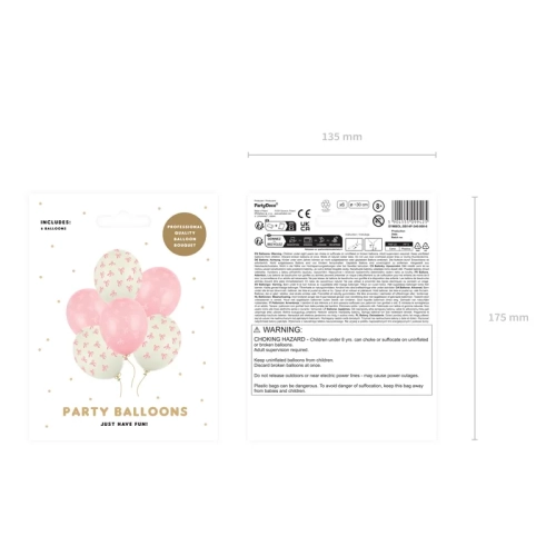 Baloane latex Bows pastel crem și roz, 6 buc.