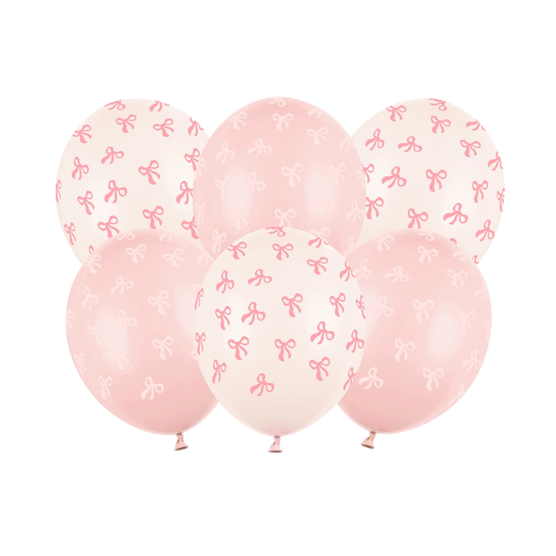 Latex lufik Bows pasztell krém és rózsaszín, 6 db