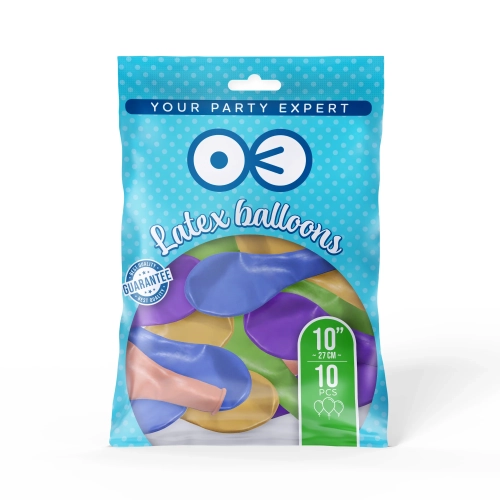 Kromirani lateks baloni 30 cm, barvni mix, 10 kos