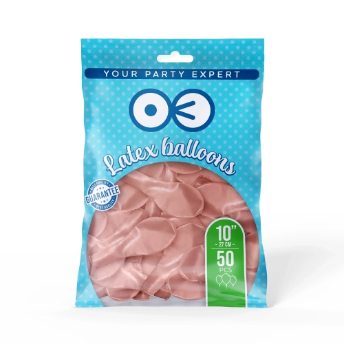 Latex léggömbök, króm, 27 cm, rose gold, 50 db