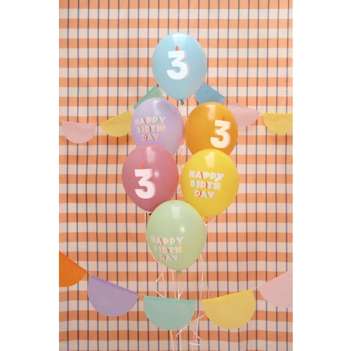 Lateks baloni številka 3 pastel mix, 6 kos