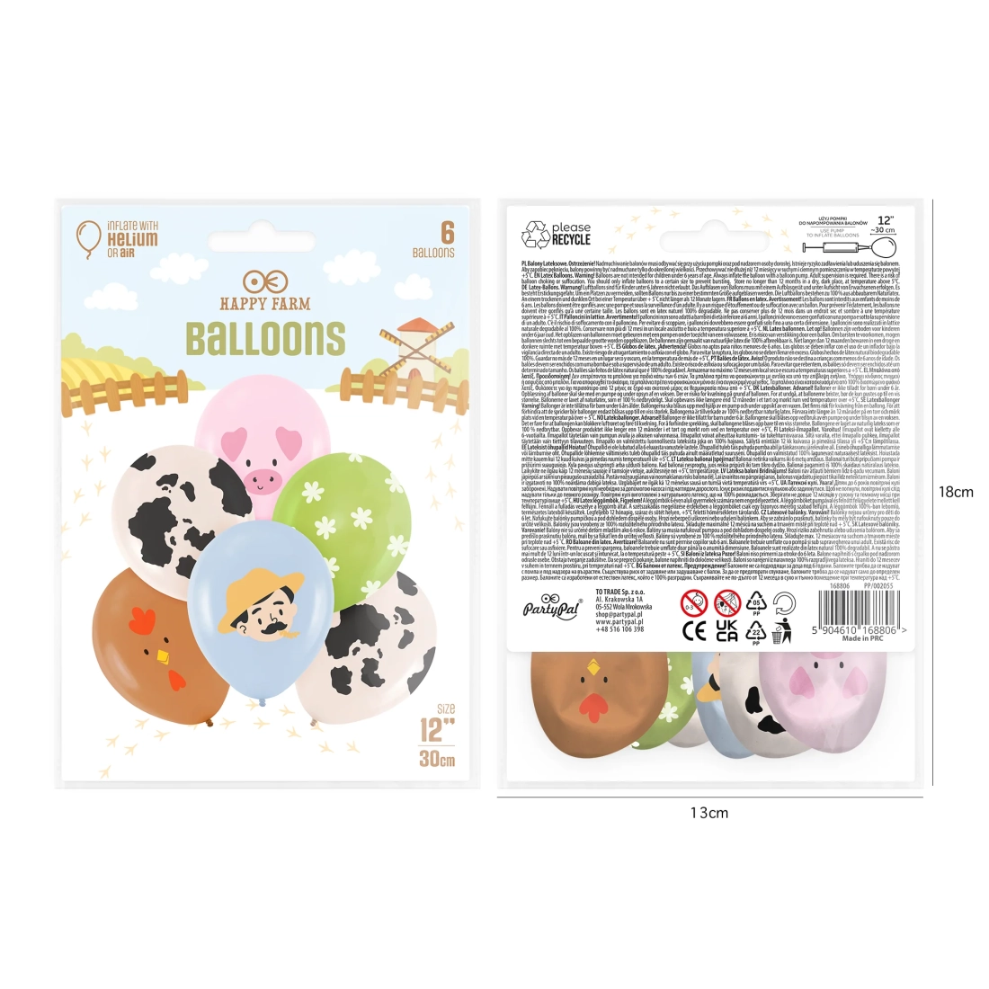 Lateks baloni farma živalice 30 cm - 6 kos