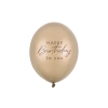 Lateks baloni Happy Birthday metallic cold gold, 6 kosov