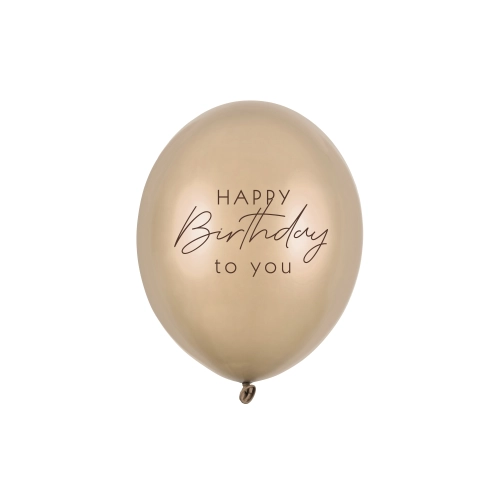 Latexové balónky Happy Birthday metallic cold gold 6 ks