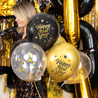Latexové balónky Happy New Year biologicky rozložitelné 8 ks