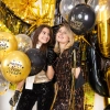 Baloane din latex Happy New Year, negru cu auriu, 6 bucăți