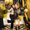 Baloane din latex Happy New Year, negru cu auriu, 6 bucăți