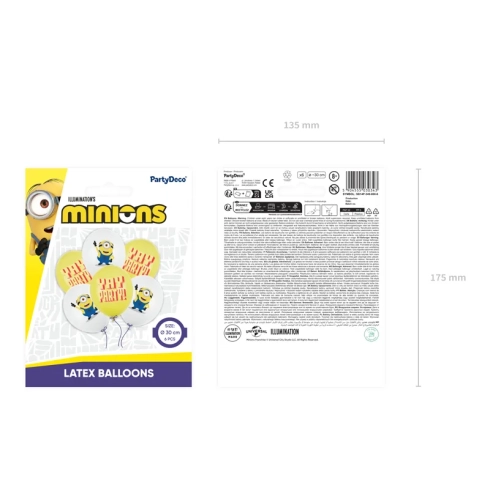 Minions latex lufik, 30 cm, 6 db, mix