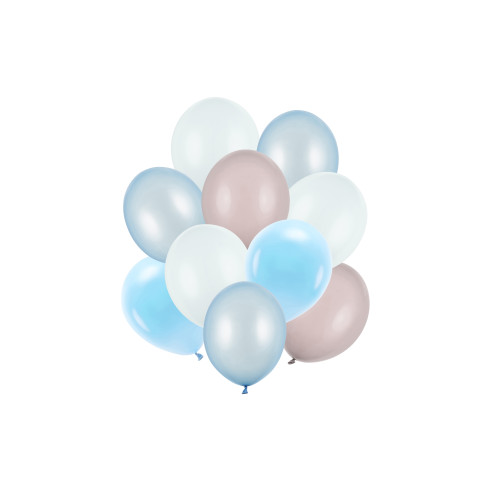Latex lufi szett pasztell és metál kék-szürke mix, 27-30 cm (10 db)