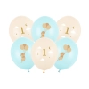 Lateks baloni miška s številko 1 pastel mix, 6 kos