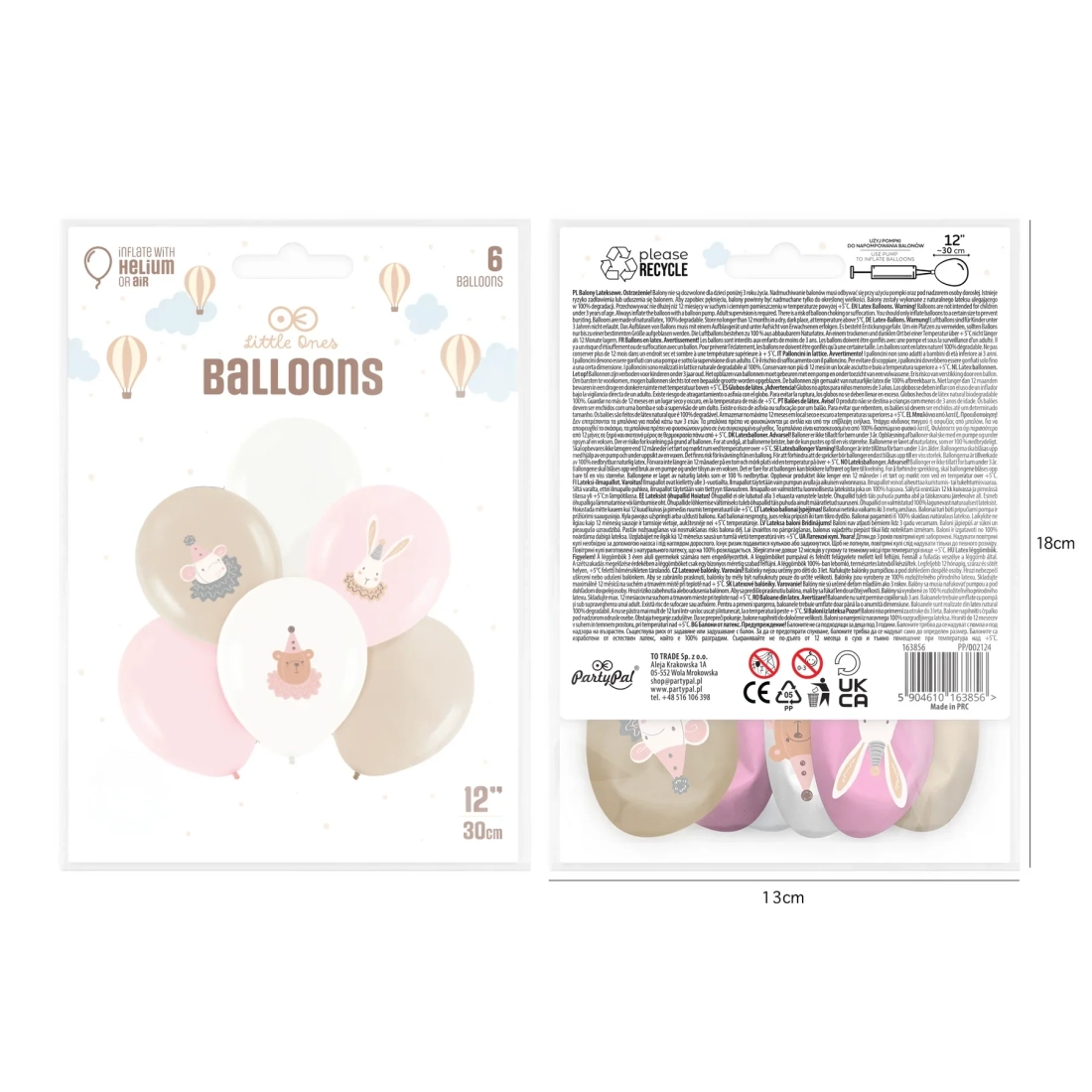 Pasztell latex lufik Baby rózsaszín, 6 db