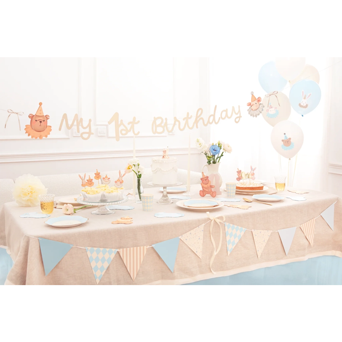 Pasztell latex lufik Baby showerre, kék, 6 db