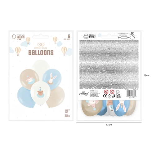 Pastelni lateks baloni Baby shower modri, 6 kosov