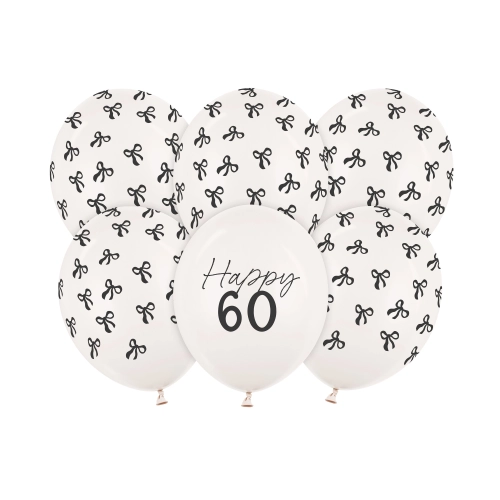 Baloane din latex pastel off-white cu imprimeu 30 cm, set 6 buc.