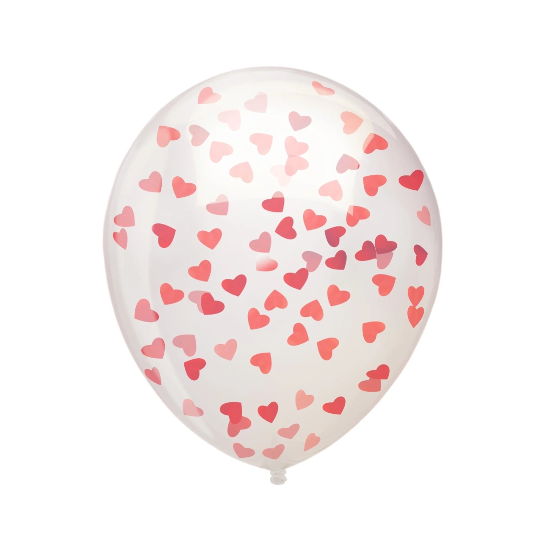 Baloane latex transparente cu confetti roșii în formă de inimă, 100 buc.