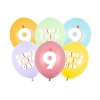 Lateks baloni s številko 9 pastel mix, 6 kos