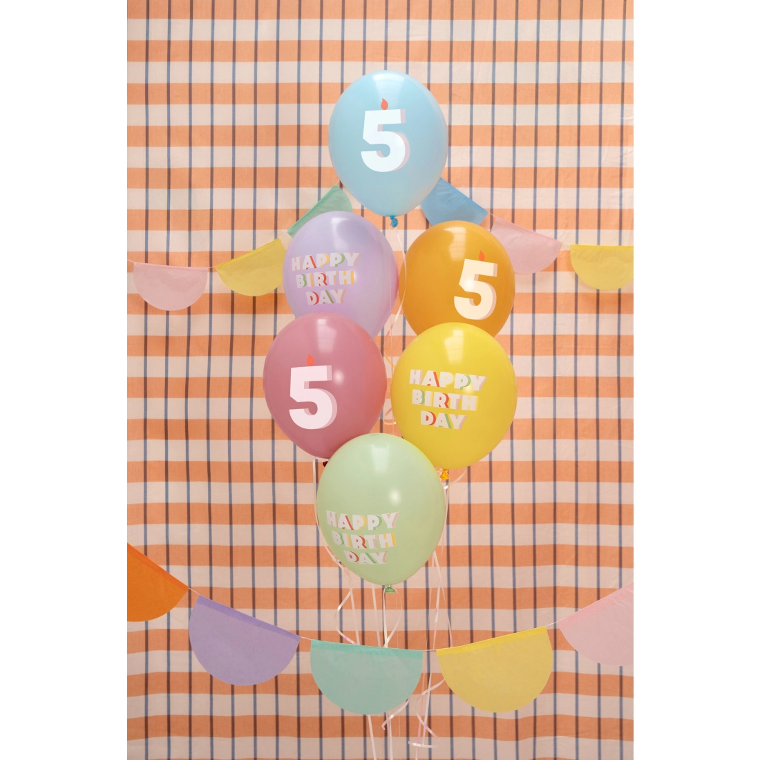 Latexové balóny s potlačou čísla 5 pastel mix 6 ks