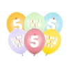 Latexové balóny s potlačou čísla 5 pastel mix 6 ks