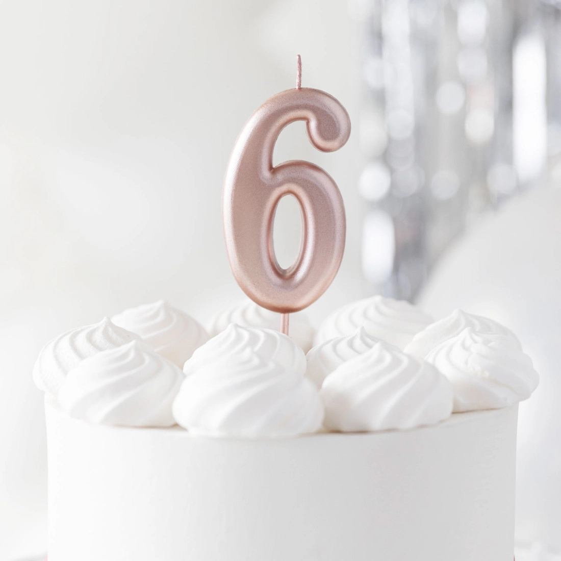 Fényes tortagyertya rózsaarany, 6-os szám