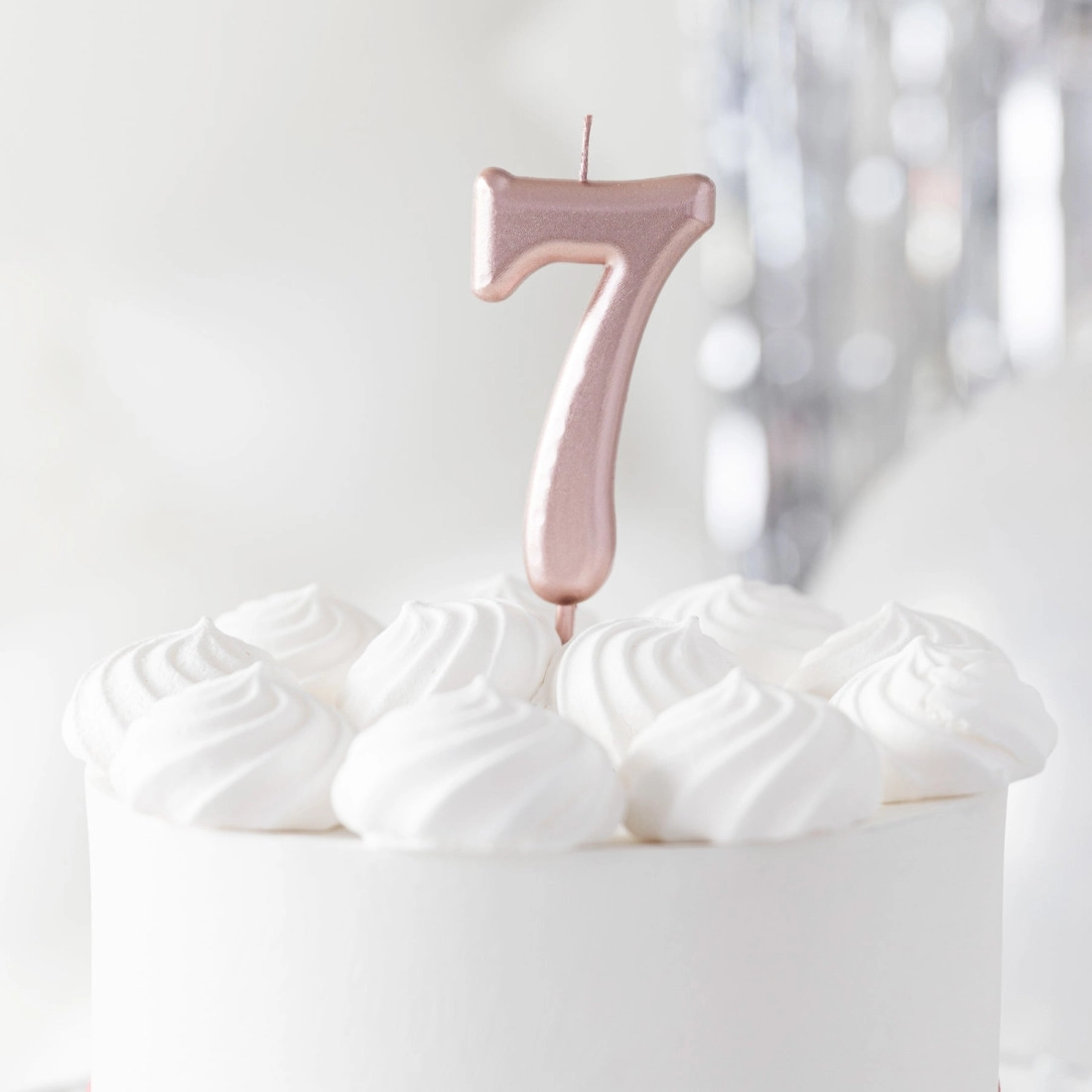 Lumânare pentru tort lucioasă roz auriu, cifra 7