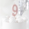 Fényes tortagyertya rózsaarany, 9-es szám