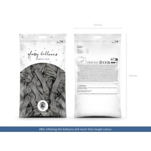 Sijoči temnosivi baloni 12 cm – 50 kosov za zabavo in dekoracijo
