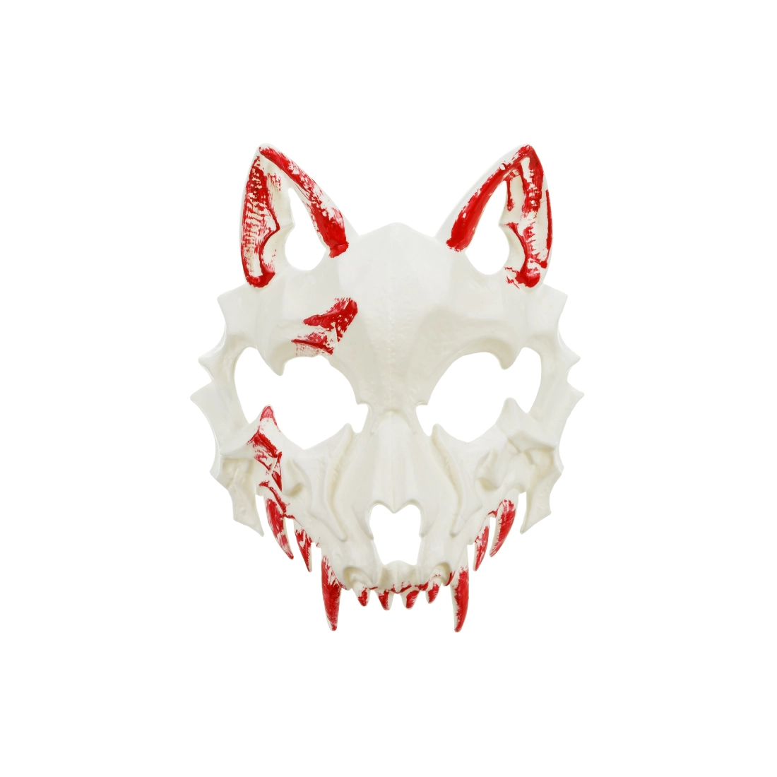 Krvavá vlčí maska bílá a červená 17x20 cm – hororová kostýmová maska