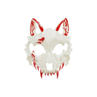 Maska krvavega volka za obraz, bela z rdečo, 17 × 20 cm – grozljiva dekoracija