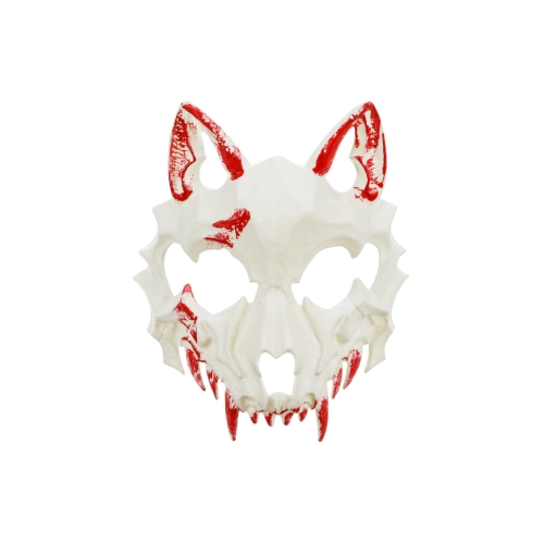 Vérfarkas álarc arcra, fehér-piros, 17x20 cm – horror dekoráció