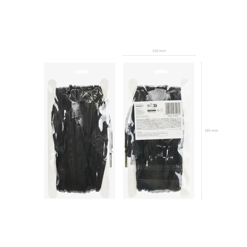 Draperie de petrecere din folie, negru metalic, 100x200 cm, pentru decor