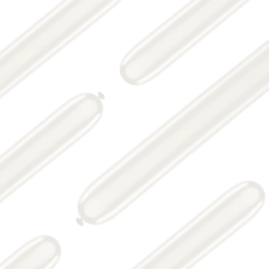 Baloane modelabile albe metalizate tip tub, 50 buc.