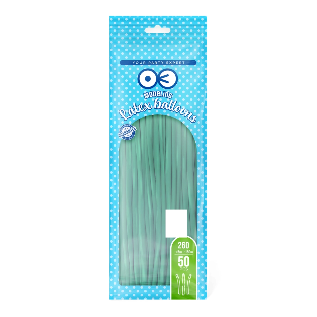 Baloane modelabile cromate verzi, 50 buc.