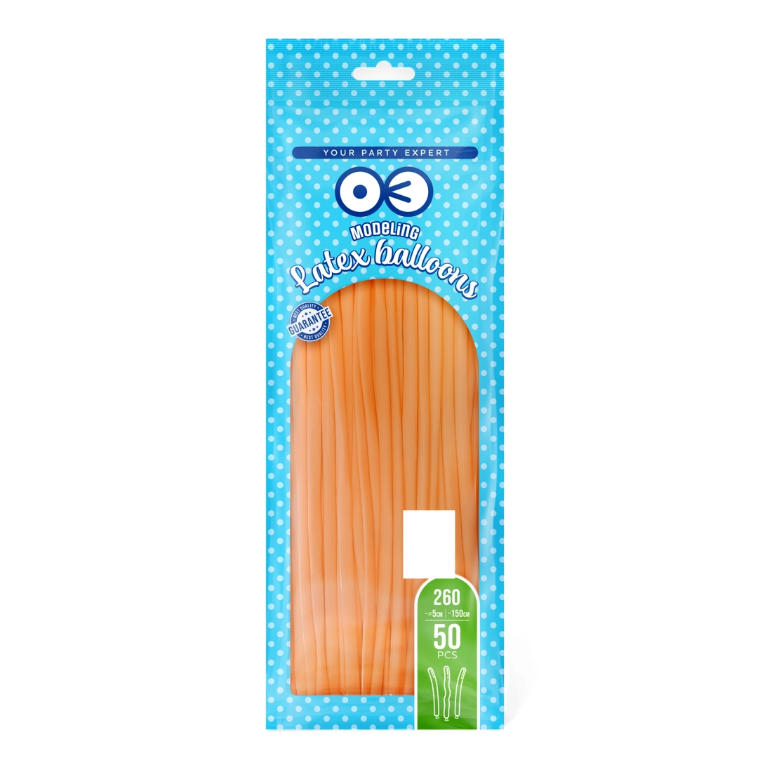 Matt világosnarancs modellező lufik 150 cm – 50 db dekorációhoz