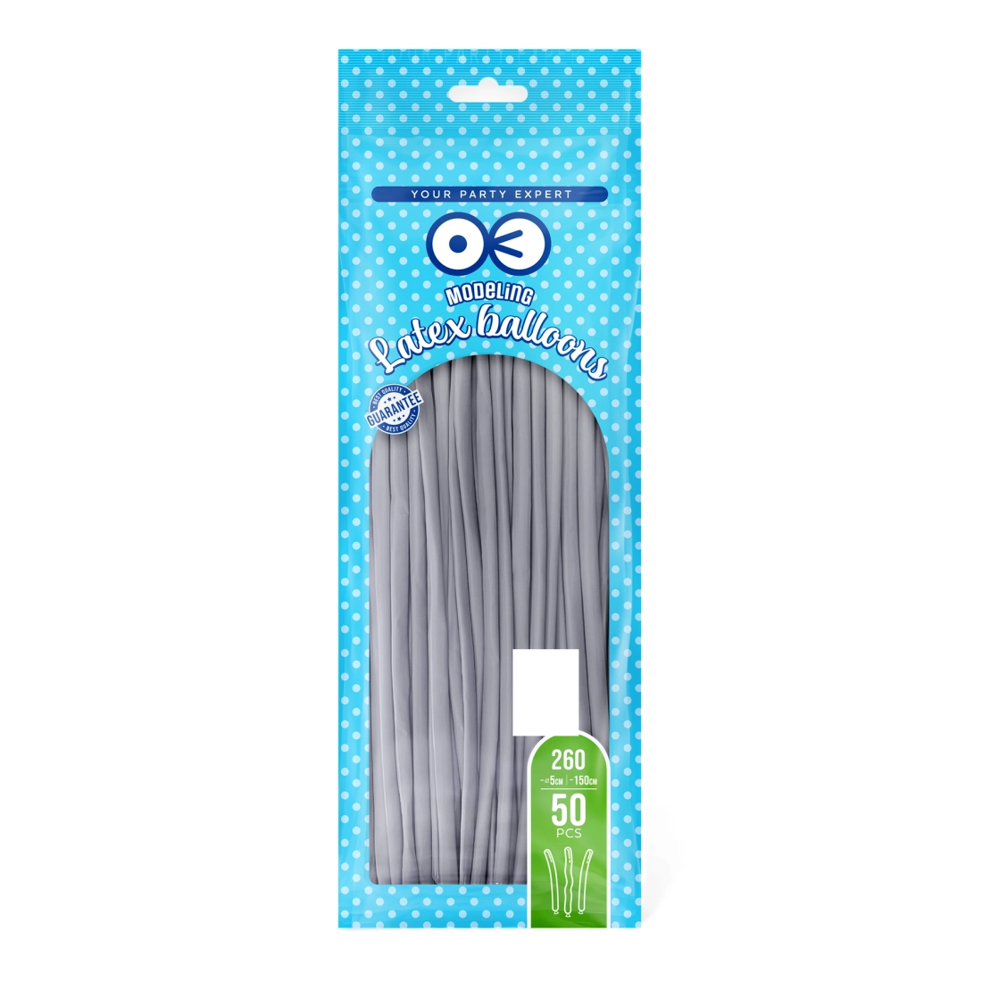 Baloane modelabile gri mat, 50 buc.