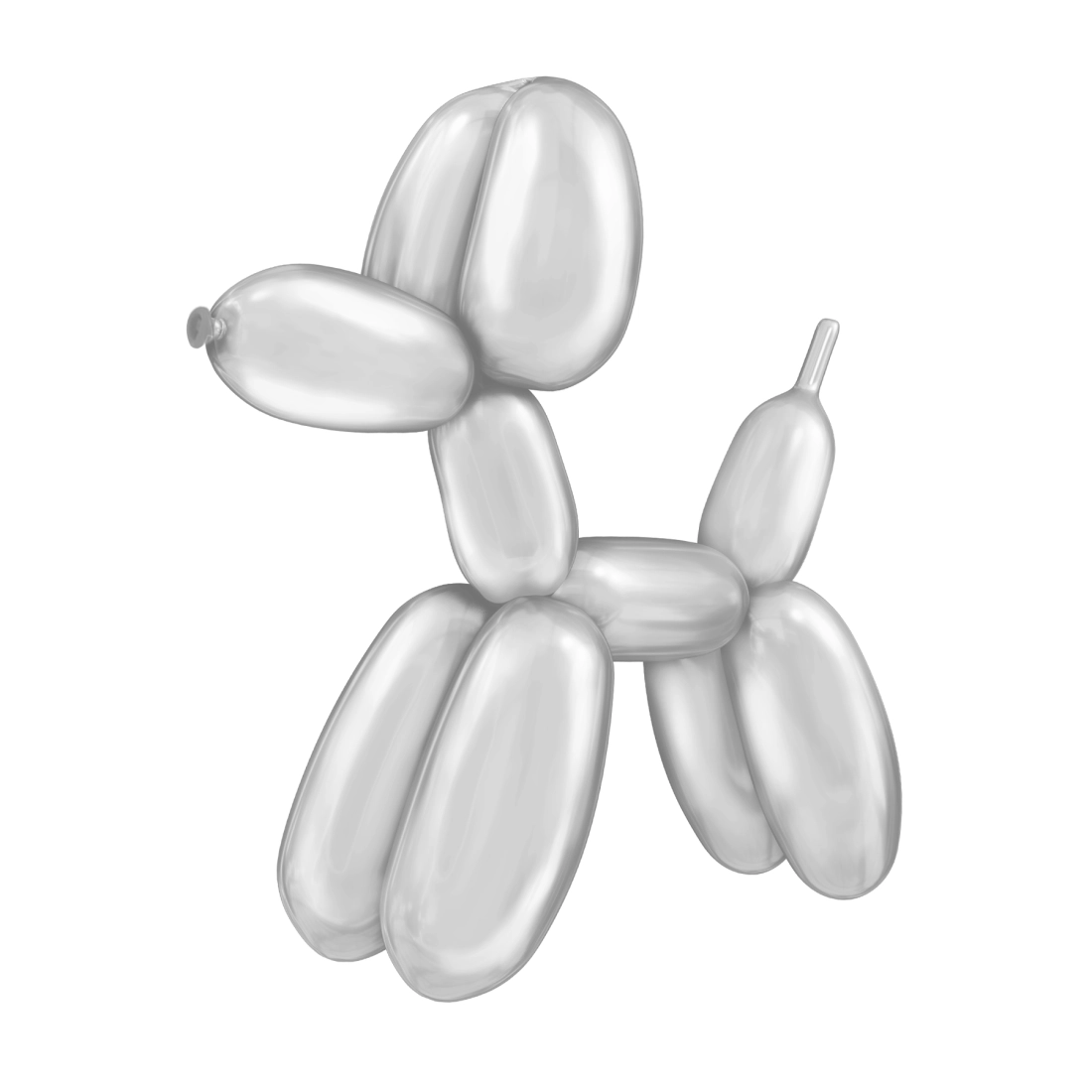 Modellező lufik ezüst króm, 150 cm, 50 db