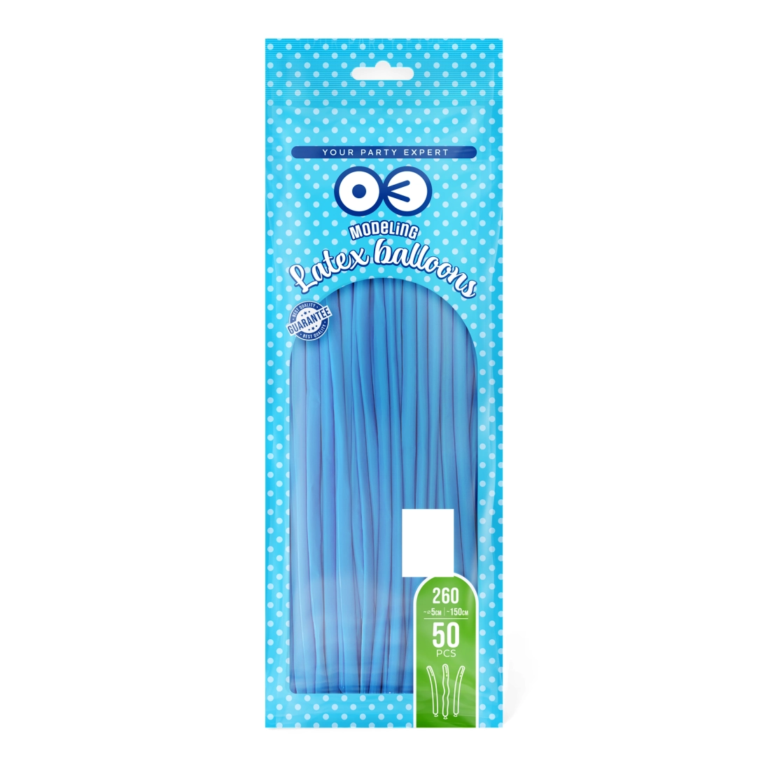 Modellező lufik, világoskék matt, 50 db