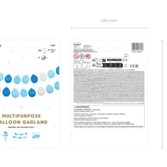 Modra balonska girlanda 3-v-1 – 20 balonov in 25 m trak