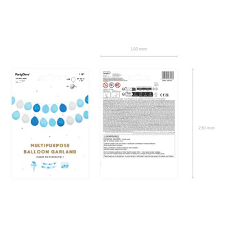 Modra balonska girlanda 3-v-1 – 20 balonov in 25 m trak