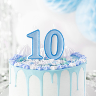 Modra rojstnodnevna sveča številka 0 z obrobo