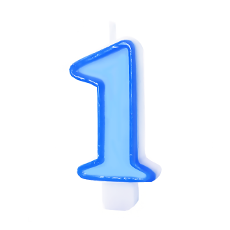 Modra rojstnodnevna sveča številka 1 z obrobo