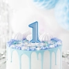 Lumânare de aniversare albastră cifră 1 cu contur