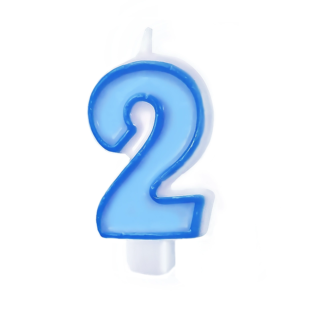Lumânare aniversară albastră cifră 2 cu chenar
