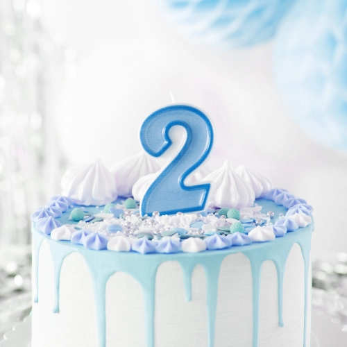 Kék születésnapi gyertya 2-es szám arany szegéllyel