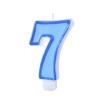 Lumânare albastră pentru aniversare, cifra 7, cu contur