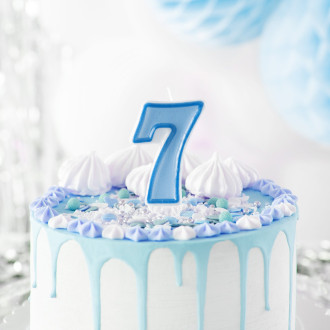 Modra rojstnodnevna sveča številka 7 z obrobo