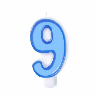 Modra rojstnodnevna sveča številka 9 z obrobo