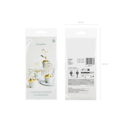 Muffin set Oh Baby – zeleni košarice in dekoracije za baby shower, 6 kosov