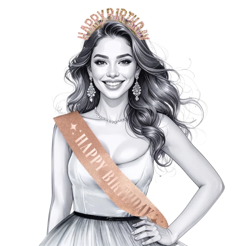 Set eșarfă aniversară și bentiță Happy Birthday rose gold