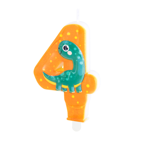 Szülinapi gyertya dinoszaurusz, 4-es szám, 8 cm
