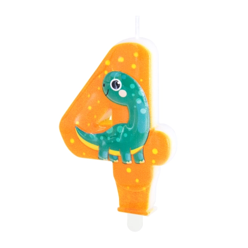 Szülinapi gyertya dinoszaurusz, 4-es szám, 8 cm